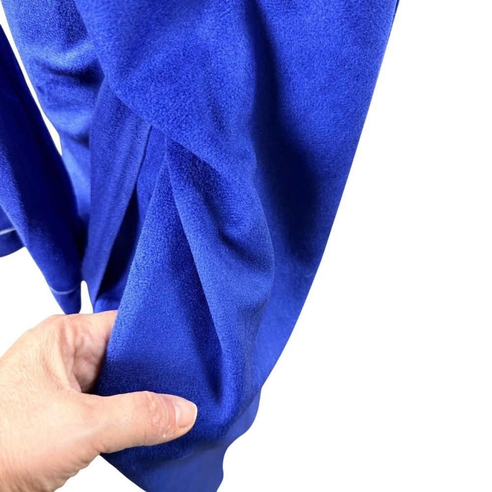 Vintage Carole Blue‎ With White Piping Micro Fleece Long Robe Tie Waist Size M - Picture 8 of 10